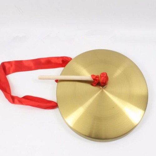 Chinese folk dance accessories lion dance gong high quality copper 30cm in diameter with hammer