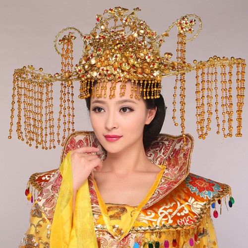 Chinese folk dance Ancient costume hair accessories princess tang queen phoenix crown head wear stage photo studio photography jewelry