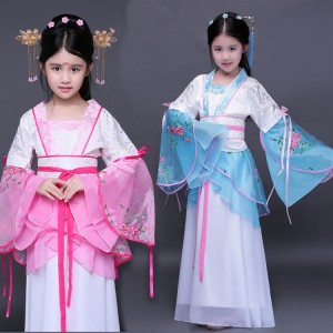 Chinese folk dance costumes  fairy dresses girls pink blue anime drama cosplay hanfu princess empress stage performance dress 