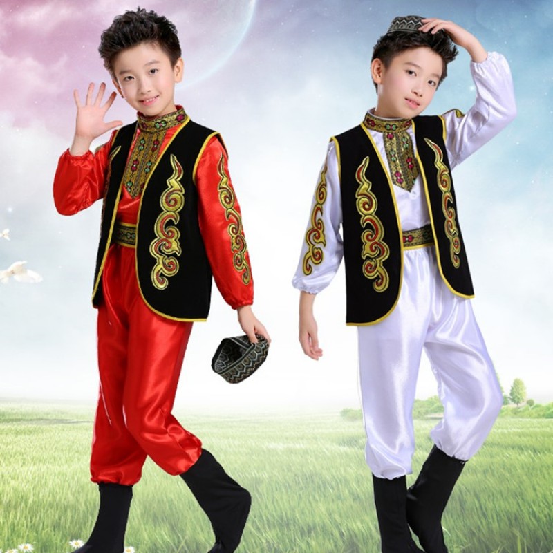 Chinese folk dance costumes for boys children Kazakh kindergarten boys  xinjiang dance clothes costumes