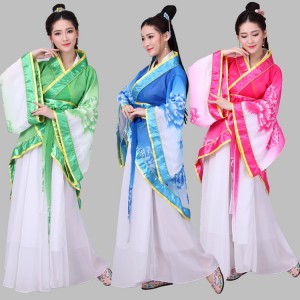 Chinese folk dance costumes for female women's traditional ancient fairy princess tang hanfu yangko drama cosplay dancing dresses