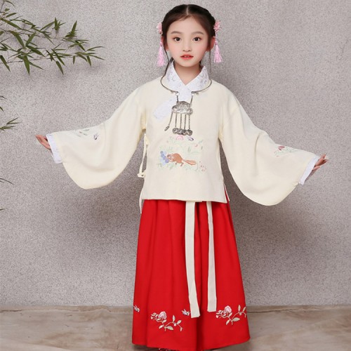 Chinese folk dance costumes for kids child ancient traditional hanfu zither princess stage performance photos cosplay fairy dresses