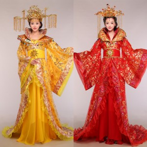 Chinese folk dance costumes for women female hanfu tang emperor princess ancient traditional fairy queen cosplay trailing robes costumes
