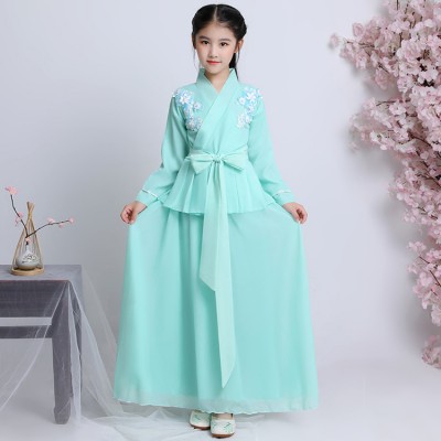 Chinese folk dance dress for girls hanfu mint green fairy princess ancient traditional stage performance anime drama cosplay robes dres