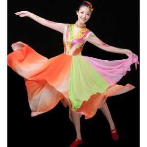 Chinese Folk Dance Dress for women girls Colorful Color Modern Dance Dress China Yangko Classical traditional Dance clothing