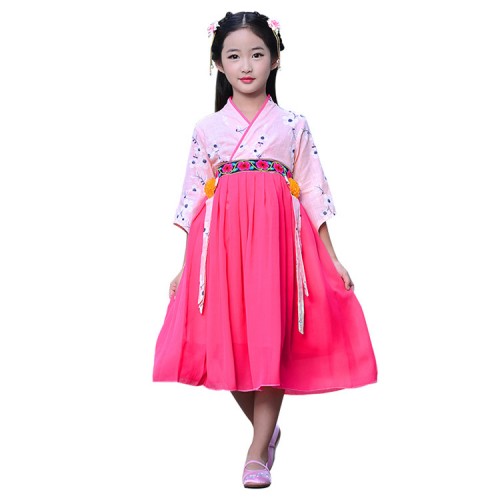 Chinese folk dance dresses for girls kids  Korean  kimonos hanfu princess drama photography cosplay stage performance dresses 