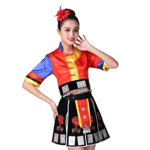 Chinese folk dance dresses for women female stage performance Hmong miao minority dance drama cosplay dresses costumes