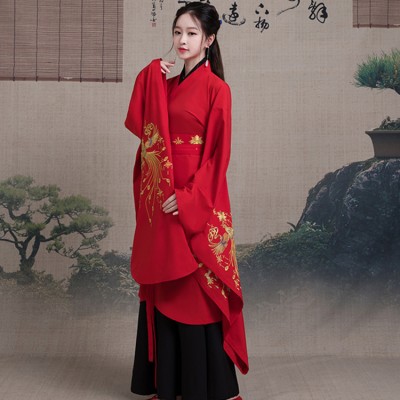 Chinese folk dance dresses hanfu tang dynasty red phoenix pattern ancient traditional fairy classical dance drama photos cosplay robes dresses kimonos 