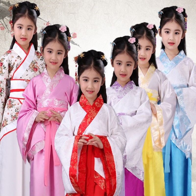 Chinese folk dance fairy hanfu drama cosplay dresses for girls children photos stage performance school competition robes costumes