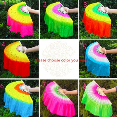 Chinese folk dance fans accessories for women girls rainbow ancient traditional yangko fan dancing fans