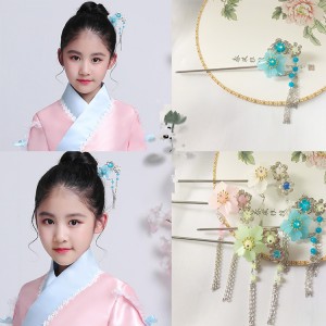 Chinese folk dance hairpin for girls kids children fairy ancient traditional princess cosplay stage performance hanfu headdress hair accessories