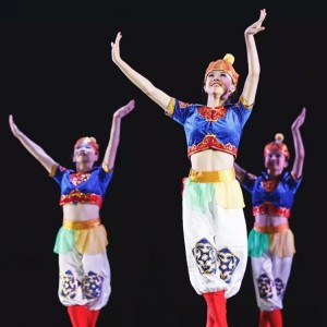 Chinese folk Minority Mongolia chopsticks dance performance costumes for kids children dressage horse riding dance costume 