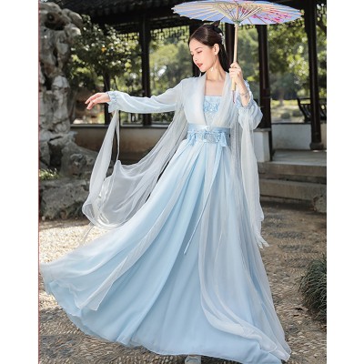 Chinese Hanfu Fairy dress princess stage performance clothes Han Tang Song Film Cosplay Photos shooting gown ancient folk costumes for female