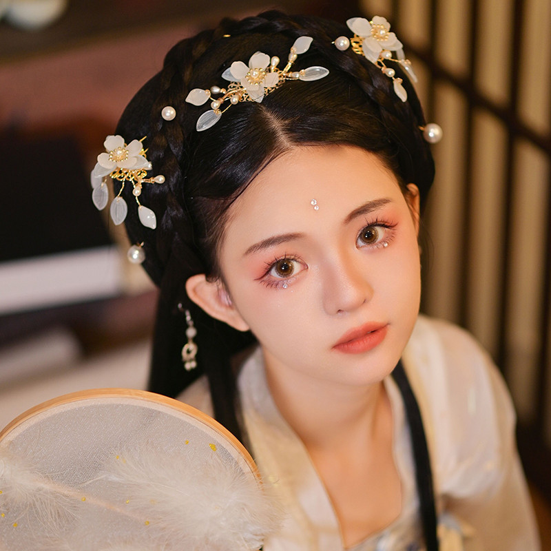 Chinese Hanfu fairy princess  headdress film cosplay empress queen hair hairpin set fairy flower ancient costume hair accessories female ancient style hairpin
