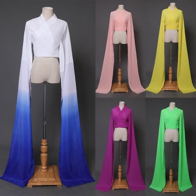 Chinese hanfu fairy princess Waterfall Sleeves dance shirt for women female adult practice clothes throwing sleeves classical dance tops Tibetan performance clothes
