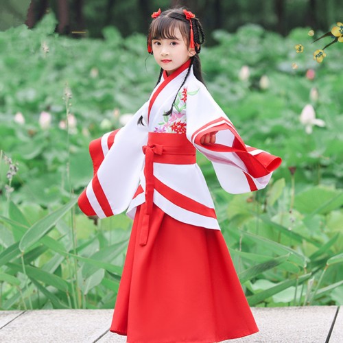 chinese hanfu Kids chinese folk dance costumes kimono dress children girls fariy princess cosplay dresses