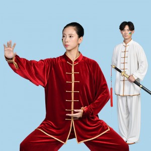 Chinese Kung Fu uniforms for Women and Men red black fuchsia velvet tai chi clothing female taijiquan martial arts uniforms suit wushu male performance suit
