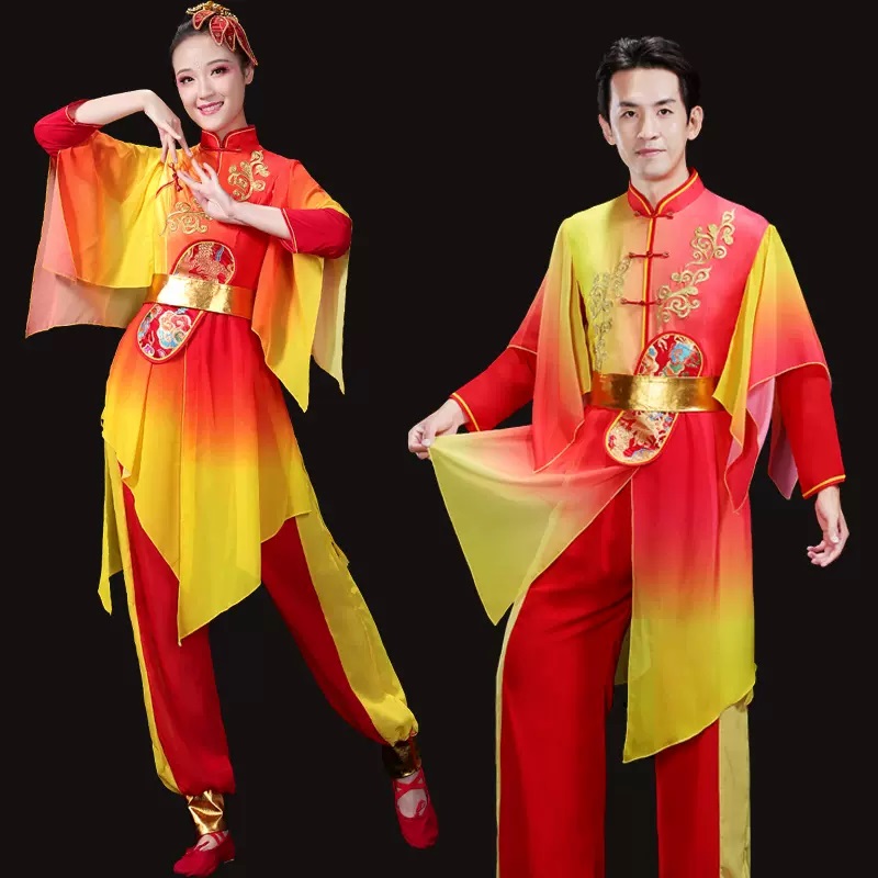 Chinese Kungfu Wushu costumes Drumming performance costume Chinese male dragon lion drums festive wedding gongs and drums dance uniforms