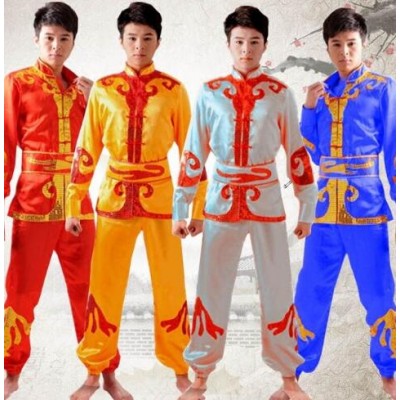 Chinese Male Yangko Costume Male Dragon Dance Clothes Lion Dance Clothing Chinese Folk Costume Waist Drum Dance Costume