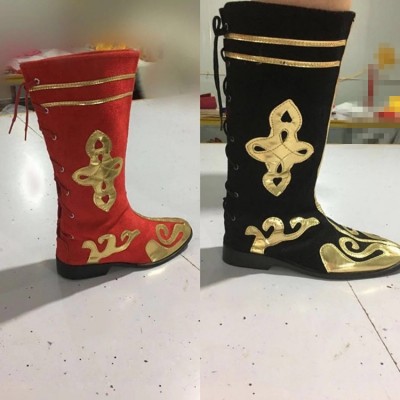 Chinese minority folk dance boots for women male girls kids children Mongolian grassland stage performance shoes boots