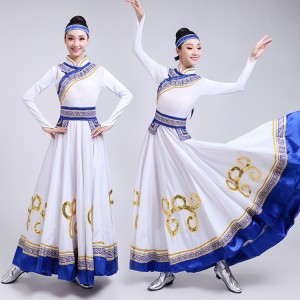 Chinese minority folk dance costumes for women female Mongolian grassland cosplay robes adult female modern stage performance dancewear