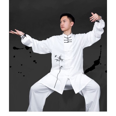 Chinese Tai Chi Clothing Kungfu uniforms for women and men white color Cotton linen Tai ji quan martial art wushu clothes training clothes men