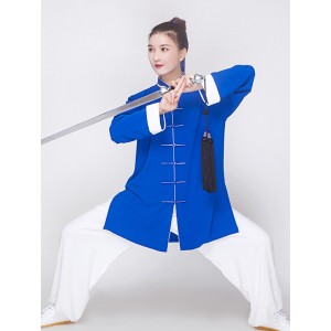 Chinese Tai Chi Clothing Kungfu uniforms women and men blue colored wushu competition performance clothes Tai ji quan martial art training suit menlong suit