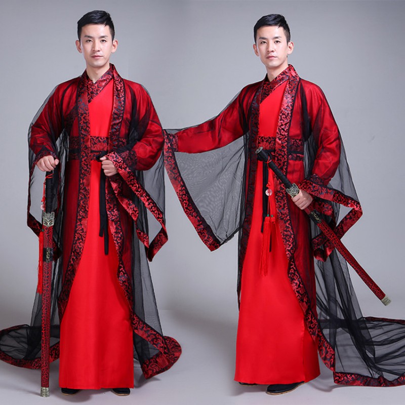 Chinese traditional Hanfu Costume  photos drama cosplay Male Tang Dynasty warrior swordsmen stage performance robes costumes