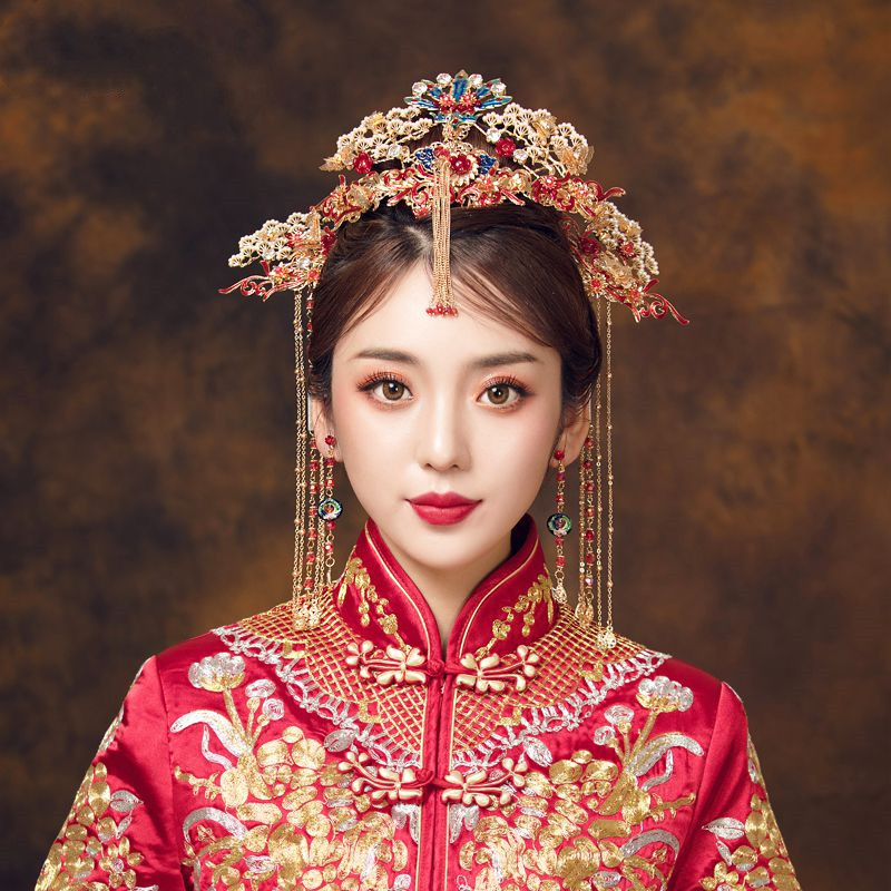 Chinese wedding party bridals phoenix headdress traditional drama film empress queen cosplay phoenix hair accessories