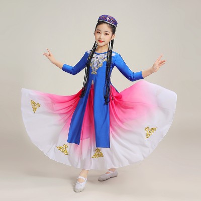 Chinese Xinjiang dance Dress for girls kids Children's Uyghur dance clothes Chinese style Practice clothes girls