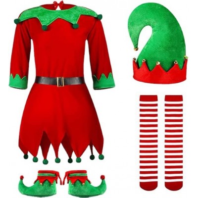 Christmas xmas Party  dress up performance dress for girls children fairy santa cosplay holiday gift clothing parent-child red elf hat girl dress