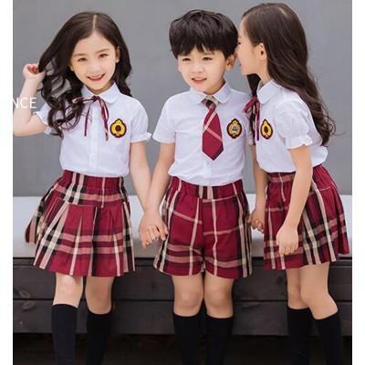 Class uniform college boys and girls short sleeve shirt set primary school uniform kindergarten uniform