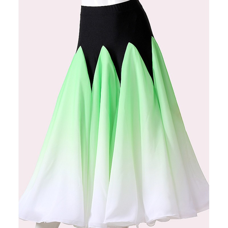 Custom size competition pink green purple blue gradient color ballroom dance skirts for girls women stage performance waltz tango foxtrot smooth dance skirts