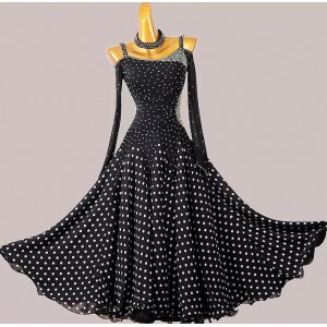 Custom size polka dot competition ballroom dance dresses for women girls kids waltz tango rhythem smooth foxtrot dance long gown foir female