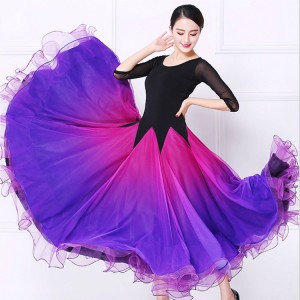 Custom size violet pink ballroom competition dresses for women adult waltz tango long length dresses