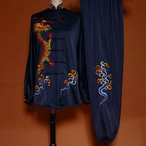 Customized size Embroidered dragon tai chi clothing Chinese kung fu uniforms for unisex tai ji quan chang quan wear compeititon wushu martial art performacne suit