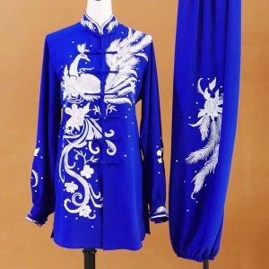 Customized size embroidered phoenix pattern competition chinese kung fu uniforms chang quan wushu competition chang quan tai chi clothing for men and women