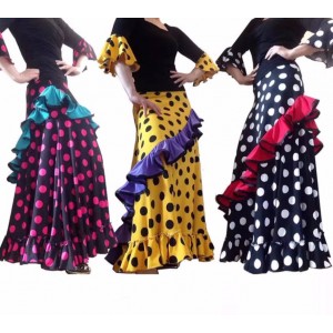 Customized size polka dot flamenco dance skirts for women girls paso double bull fighting dancing swing skirts ballroom dancing skirt for female