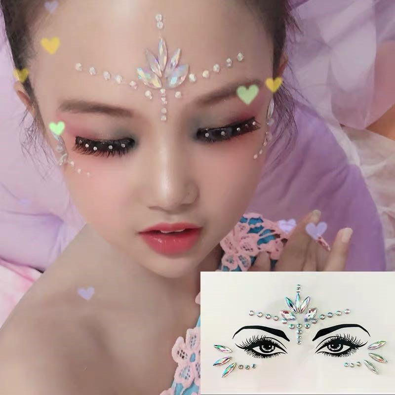 Face rhinestone bling stickers for girls kids stage performance photos  shooting European American Music Festival Masquerade