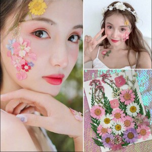 Facial decals makeup nature dry flower stickers for women girls face jewelry petal makeup photos shooting  face fairy makeup 