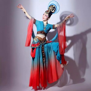 Fairy Hanfu Dunhuang flying dance costume Chinese ancient traditional classcial performance dresses for women girls art test ethnic western regions Hanfu bounce pipa suit