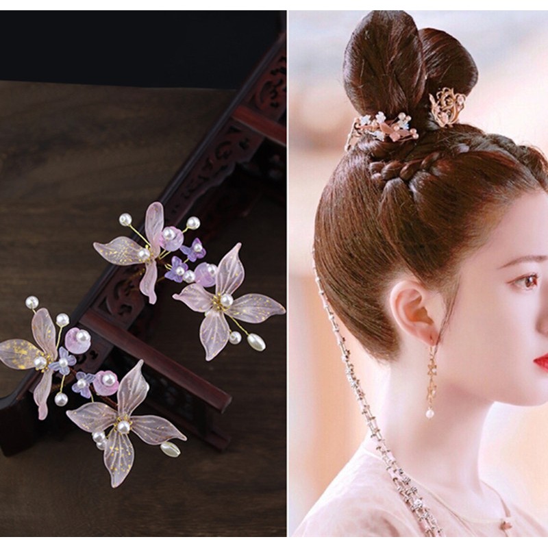 Fairy Hanfu hair comb ancient  hair ornament hairpin for women girls ancient style fairy side clip wedding photo shooting headdress