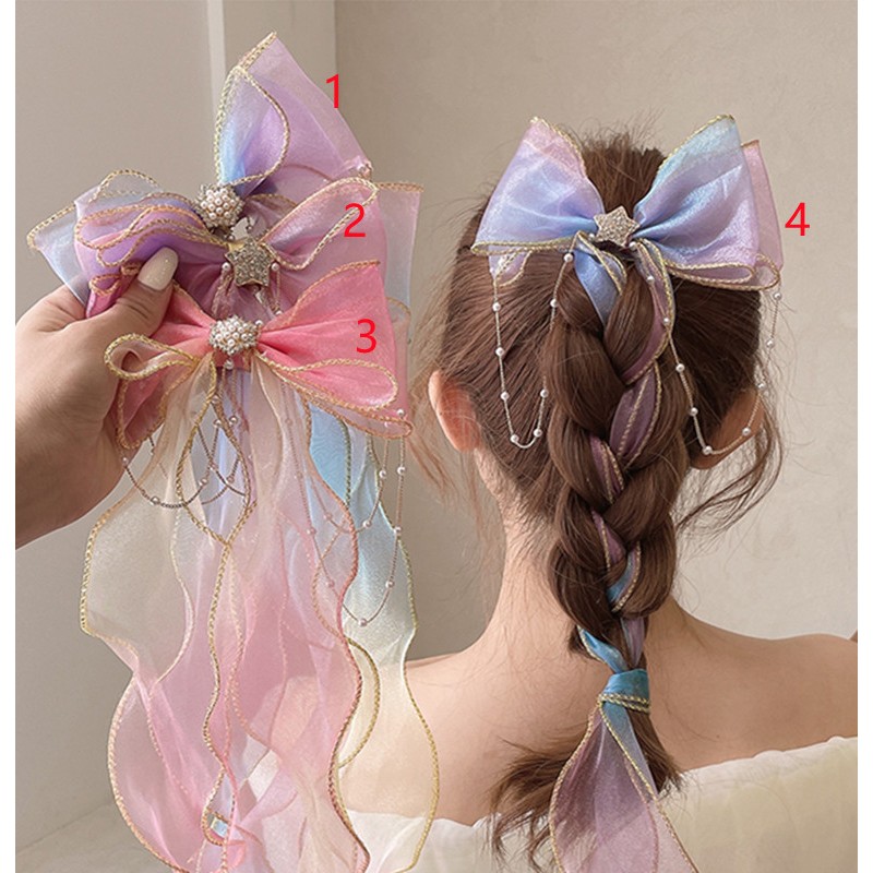 Fairy Ribbon Bow in Pink and Blue
