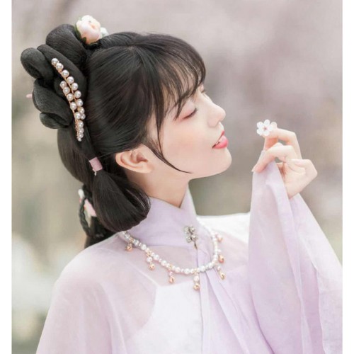 Fairy princess ancient style Hanfu hair comb headdress for women girls stage performance photos ancient hair ornament hair crown pearl row Tang ming hairpin U-shaped clip
