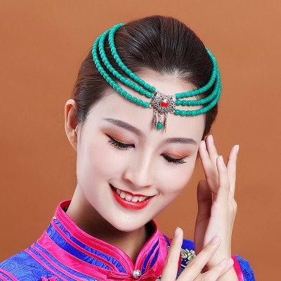 Female Mongolian dance beads headdress bride hair accessories ethnic style dance performance head accessories