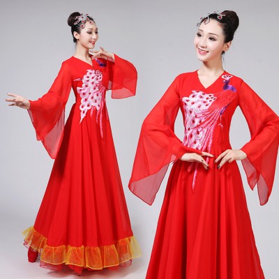 Flamenco dance dresses women's female stage performance Spanish folk dance peacock traditional opening singers solo big skirted dresses