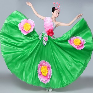 Flamenco  petals dresses for Women's Chinese Spanish bull dance folk dance costumes dresses petals stage performance cosplay costumes