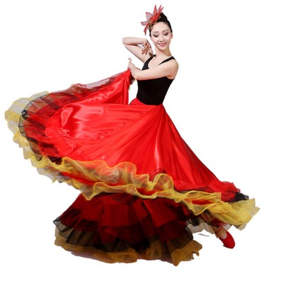 flamenco skirt for women red Spanish folk dancing stage performance spanish bull dance skirts