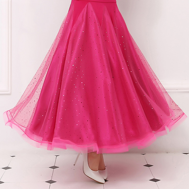 Fuchsia hot pink Ballroom dance skirts for women girls competition stage performance foxtrot smooth waltz tango dance skirts
