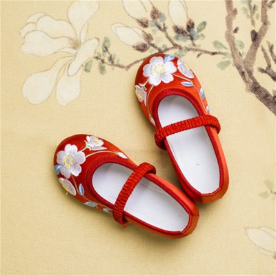 Girls baby hanfu embroidered flowers shoes  chinese princess drama photograhy show performance clothing shoes